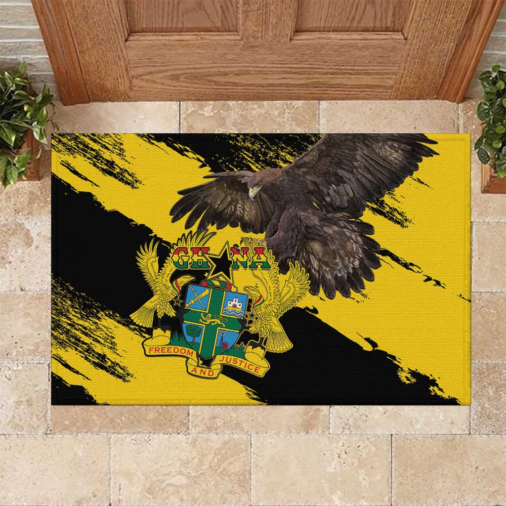 Ghana Independence Day Rubber Doormat with Freedom and Justice and African Pattern LT01 main image 1