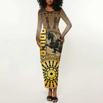 Adwa Victory Day Long Sleeve Bodycon Dress Adwa Battle Shield - Vintage Style LT15