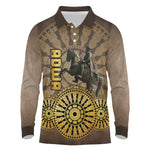 Adwa Victory Day Long Sleeve Polo Shirt Adwa Battle Shield - Vintage Style