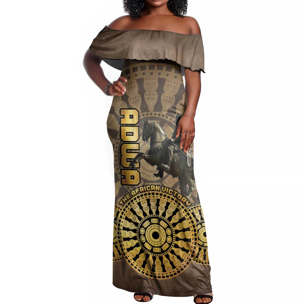 Adwa Victory Day Off Shoulder Maxi Dress Adwa Battle Shield - Vintage Style