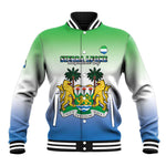 Personalised Sierra Leone Independence Day Baseball Jacket Coat Of Arms Flag Map