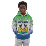 Personalised Sierra Leone Independence Day Kid Hoodie Coat Of Arms Flag Map