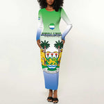 Personalised Sierra Leone Independence Day Long Sleeve Bodycon Dress Coat Of Arms Flag Map LT15