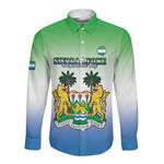 Personalised Sierra Leone Independence Day Long Sleeve Button Shirt Coat Of Arms Flag Map