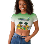 Personalised Sierra Leone Independence Day Raglan Cropped T shirt Coat Of Arms Flag Map