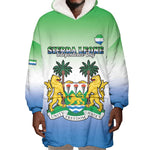 Personalised Sierra Leone Independence Day Wearable Blanket Hoodie Coat Of Arms Flag Map