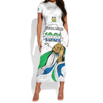 Personalised Happy Independence Sierra Leone Short Sleeve Bodycon Dress April 27th LT15