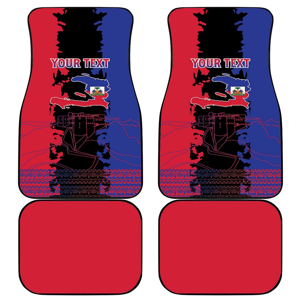 Personalised Haitian Heritage Month Car Mats Coat Of Arms With Dashiki Pattern