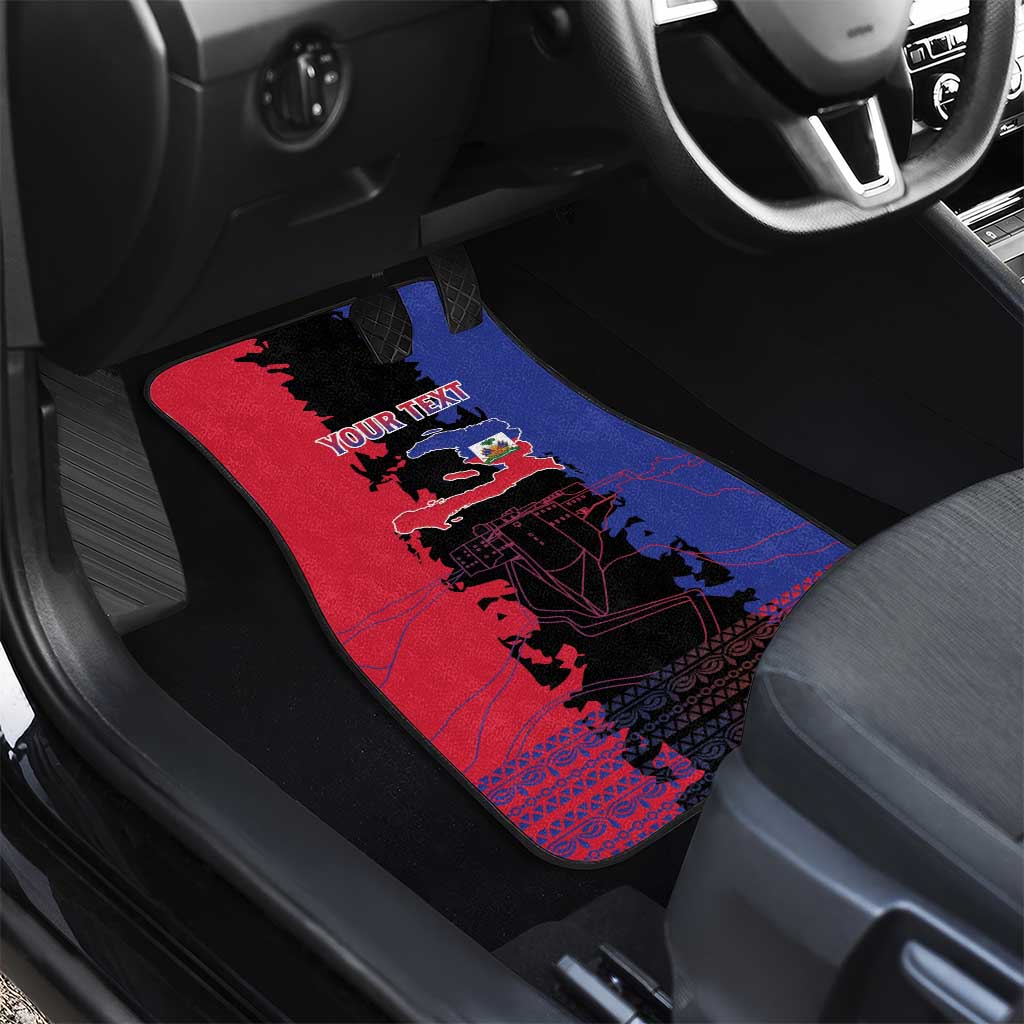 Personalised Haitian Heritage Month Car Mats Coat Of Arms With Dashiki Pattern