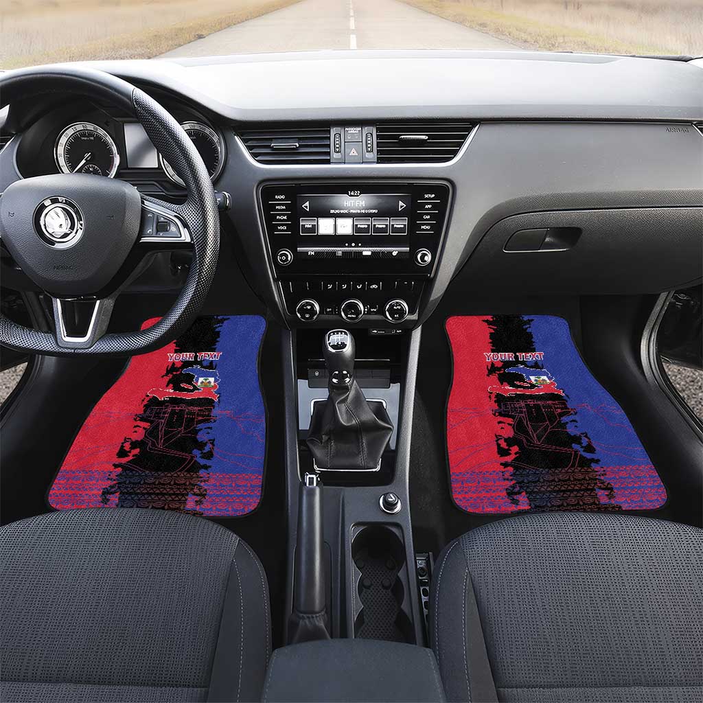 Personalised Haitian Heritage Month Car Mats Coat Of Arms With Dashiki Pattern