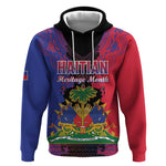 Personalised Haitian Heritage Month Hoodie Coat Of Arms With Dashiki Pattern