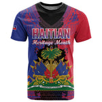 Personalised Haitian Heritage Month T shirt Coat Of Arms With Dashiki Pattern
