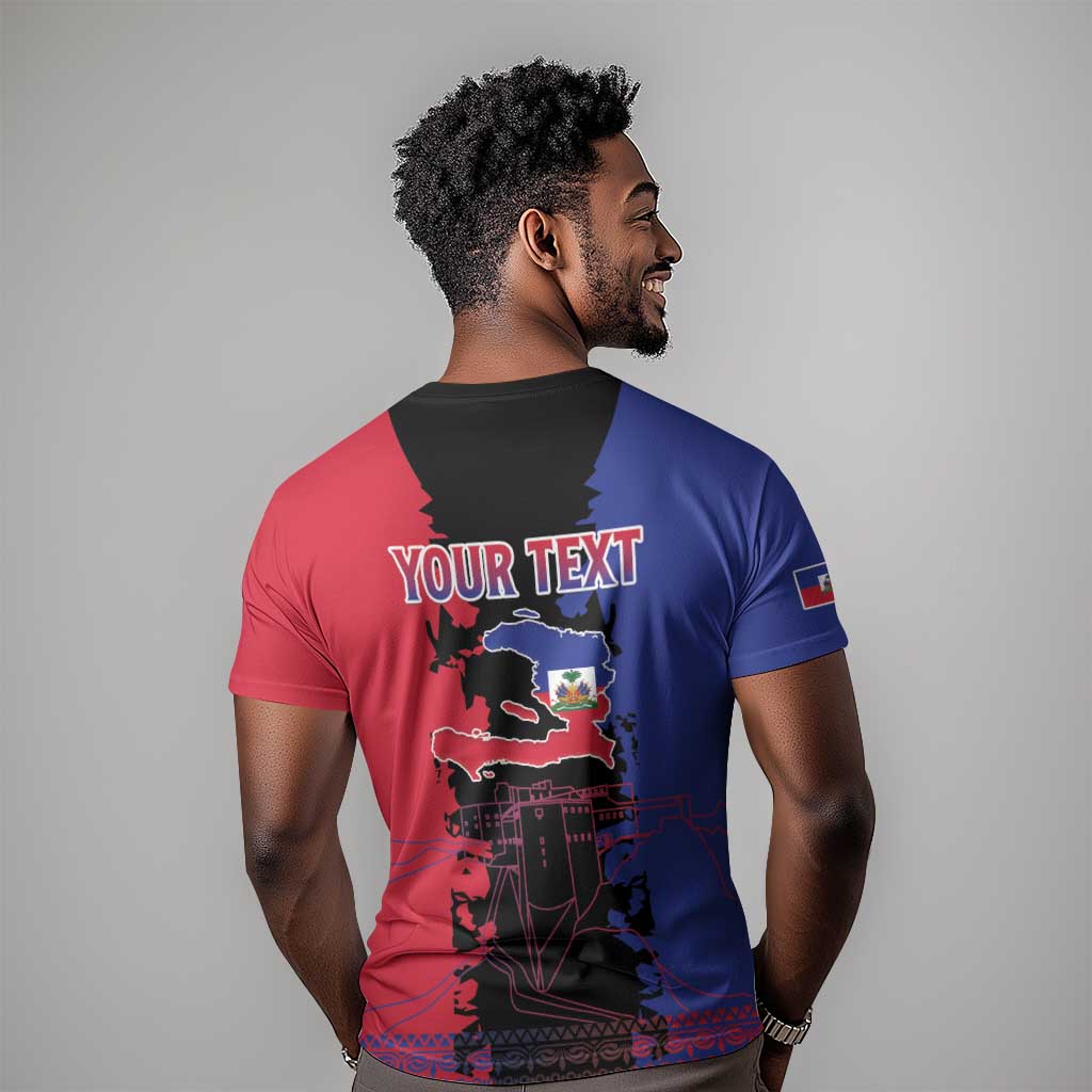 Personalised Haitian Heritage Month T shirt Coat Of Arms With Dashiki Pattern