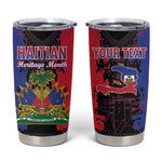 Personalised Haitian Heritage Month Tumbler Cup Coat Of Arms With Dashiki Pattern