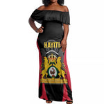 Personalised First Empire Of Haiti Off Shoulder Maxi Dress Coat Of Arms Sporty Style
