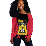 Personalised First Empire Of Haiti Off Shoulder Sweater Coat Of Arms Sporty Style