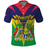 Personalised Republique de Maurice Polo Shirt Coat Of Arms Flag Style
