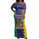 Personalised Republique de Maurice Off Shoulder Maxi Dress Stella Clavisque Maris Indici