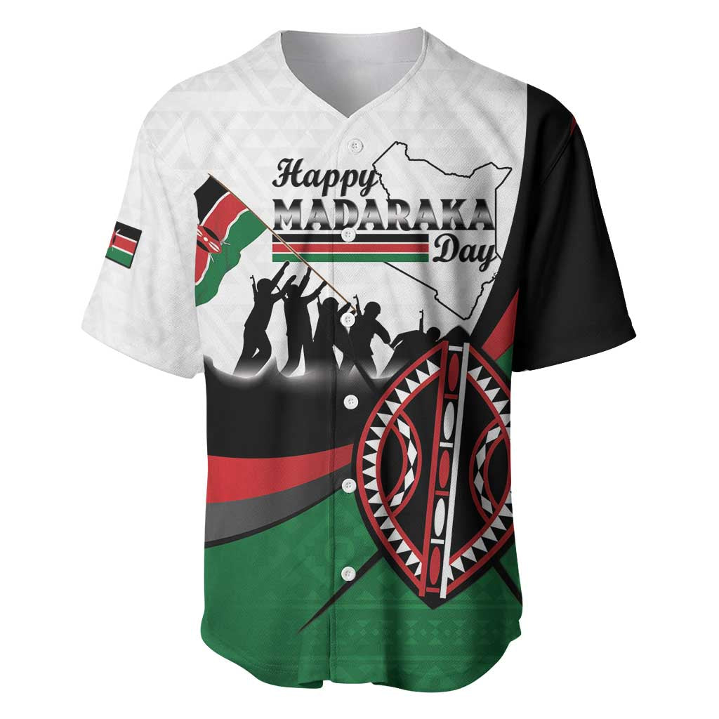 Personalised Kenya Baseball Jersey Madaraka Day - Maasai Shield