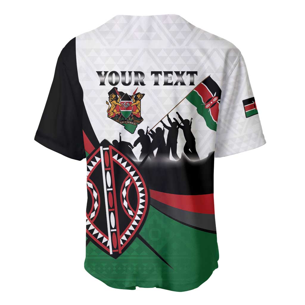 Personalised Kenya Baseball Jersey Madaraka Day - Maasai Shield