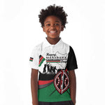 Personalised Kenya Kid Polo Shirt Madaraka Day - Maasai Shield