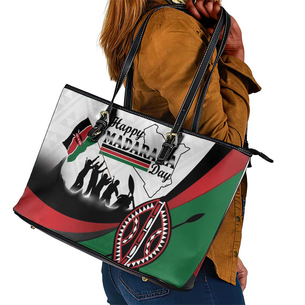 Kenya Leather Tote Bag Madaraka Day - Maasai Shield