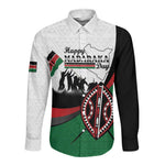 Personalised Kenya Long Sleeve Button Shirt Madaraka Day - Maasai Shield