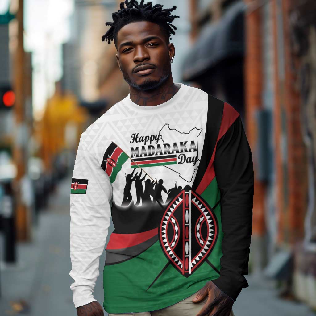 Personalised Kenya Long Sleeve Shirt Madaraka Day - Maasai Shield