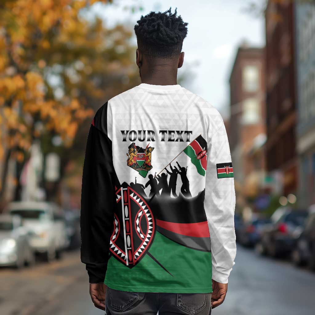 Personalised Kenya Long Sleeve Shirt Madaraka Day - Maasai Shield