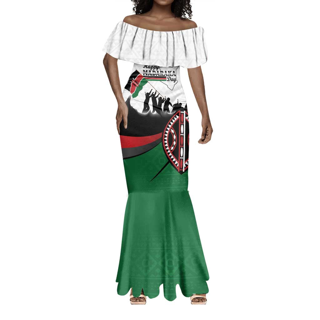 Personalised Kenya Mermaid Dress Madaraka Day - Maasai Shield