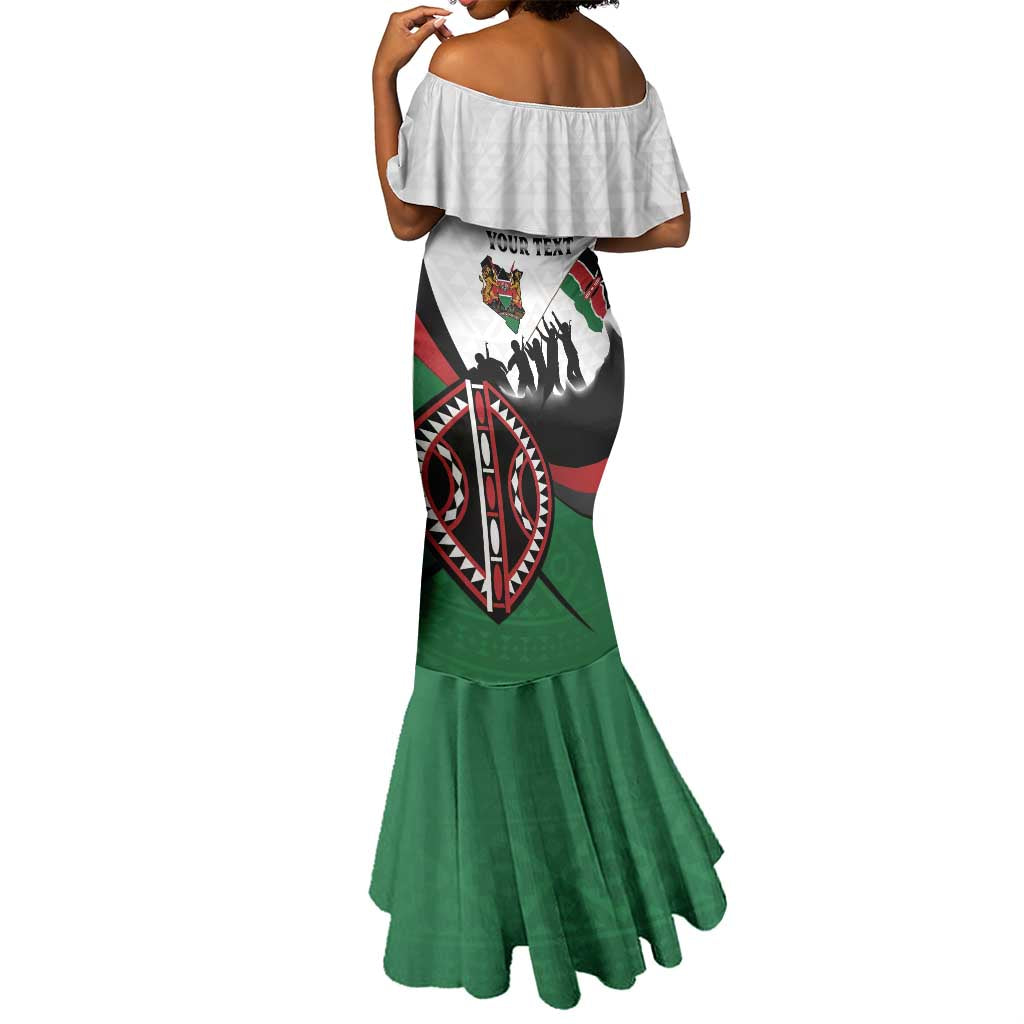 Personalised Kenya Mermaid Dress Madaraka Day - Maasai Shield