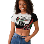 Personalised Kenya Raglan Cropped T shirt Madaraka Day - Maasai Shield