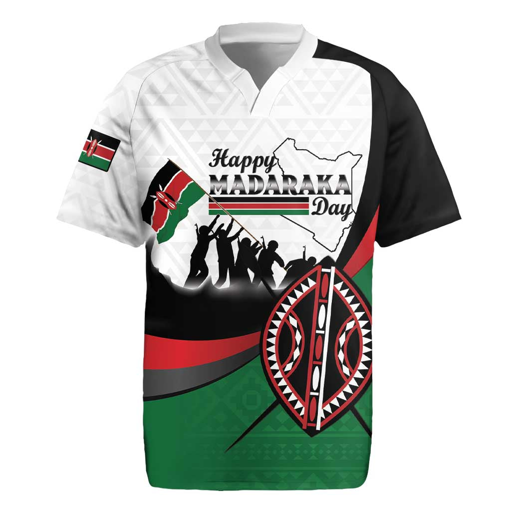 Personalised Kenya Rugby Jersey Madaraka Day - Maasai Shield