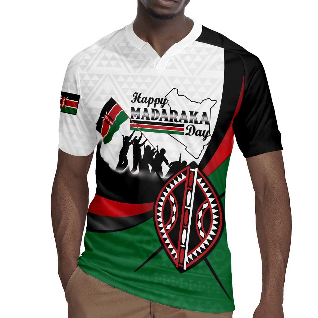 Personalised Kenya Rugby Jersey Madaraka Day - Maasai Shield