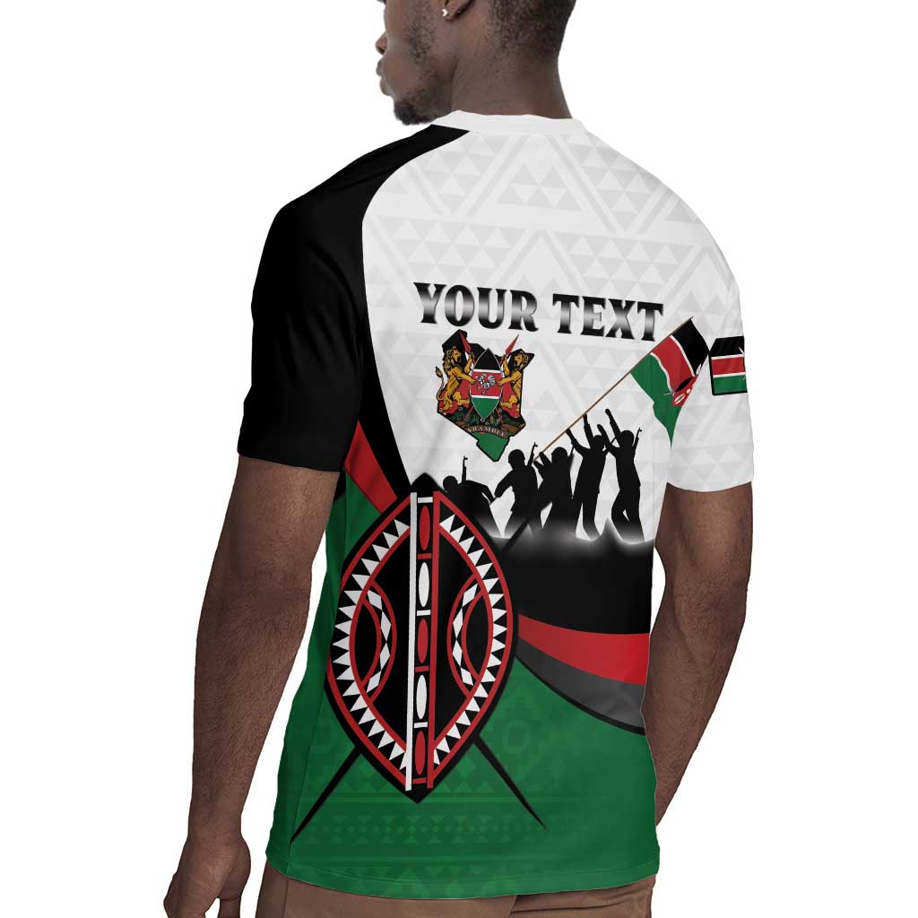 Personalised Kenya Rugby Jersey Madaraka Day - Maasai Shield