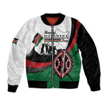 Personalised Kenya Sleeve Zip Bomber Jacket Madaraka Day - Maasai Shield