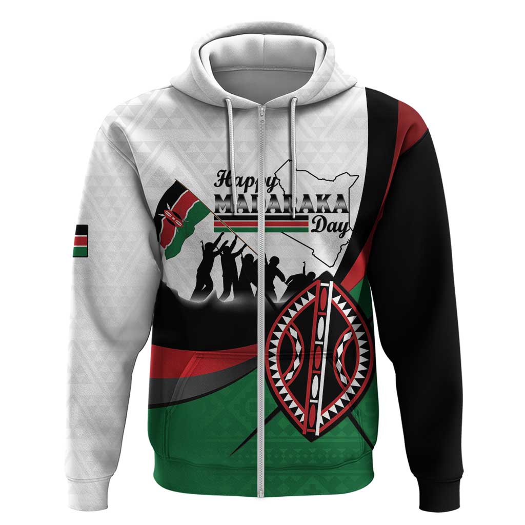 Personalised Kenya Zip Hoodie Madaraka Day - Maasai Shield