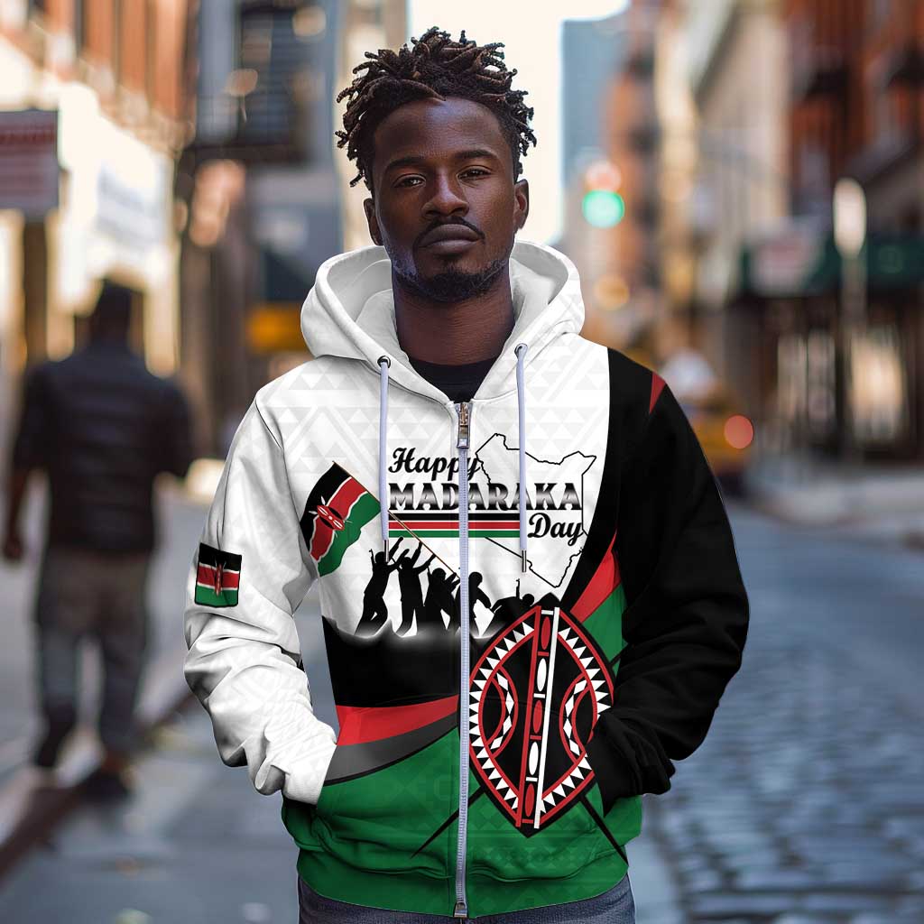 Personalised Kenya Zip Hoodie Madaraka Day - Maasai Shield