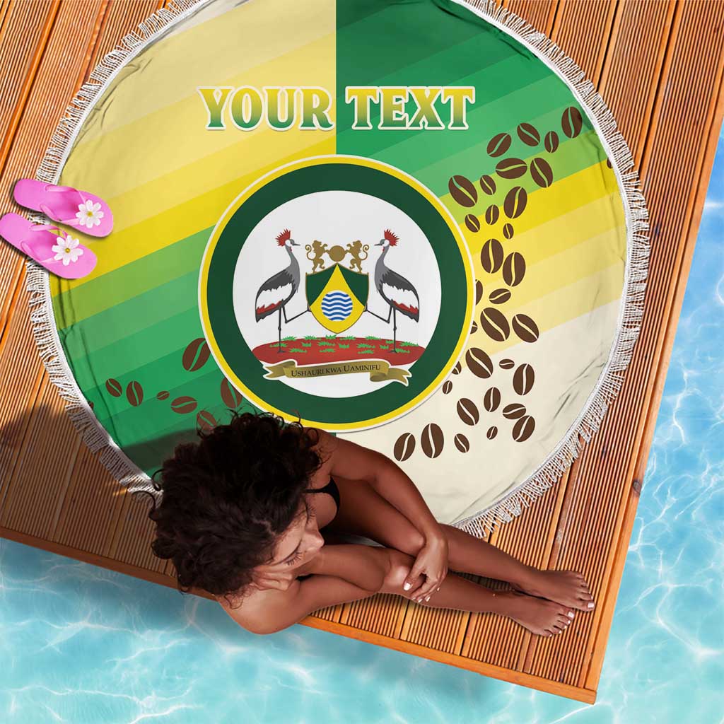 Personalised Nairobi Kenya Beach Blanket Coat Of Arms With Coffee