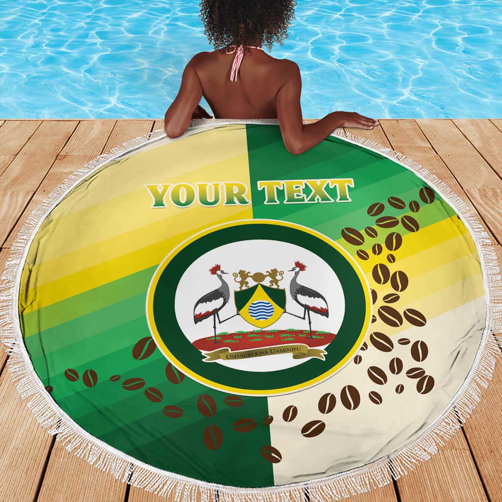 Personalised Nairobi Kenya Beach Blanket Coat Of Arms With Coffee