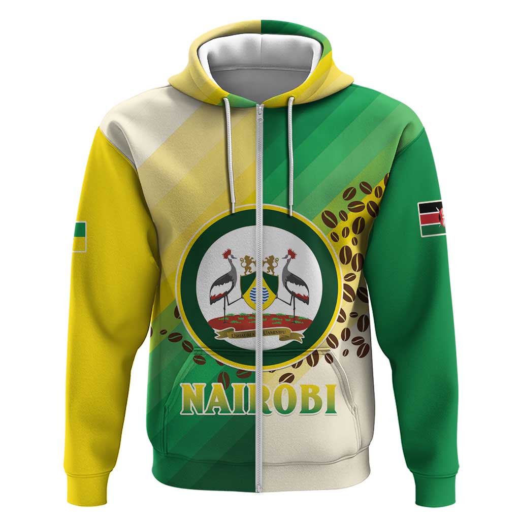 Personalised Nairobi Kenya Hoodie Coat Of Arms With Coffee