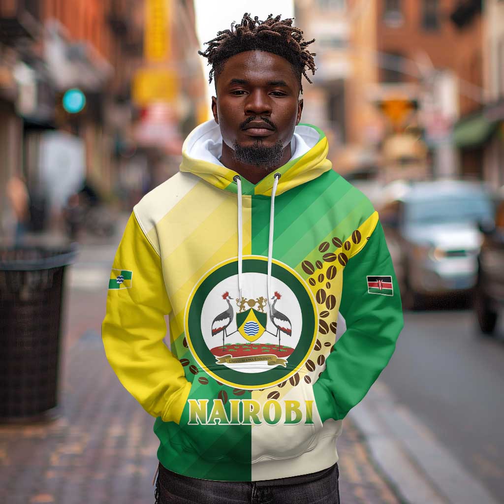 Personalised Nairobi Kenya Hoodie Coat Of Arms With Coffee