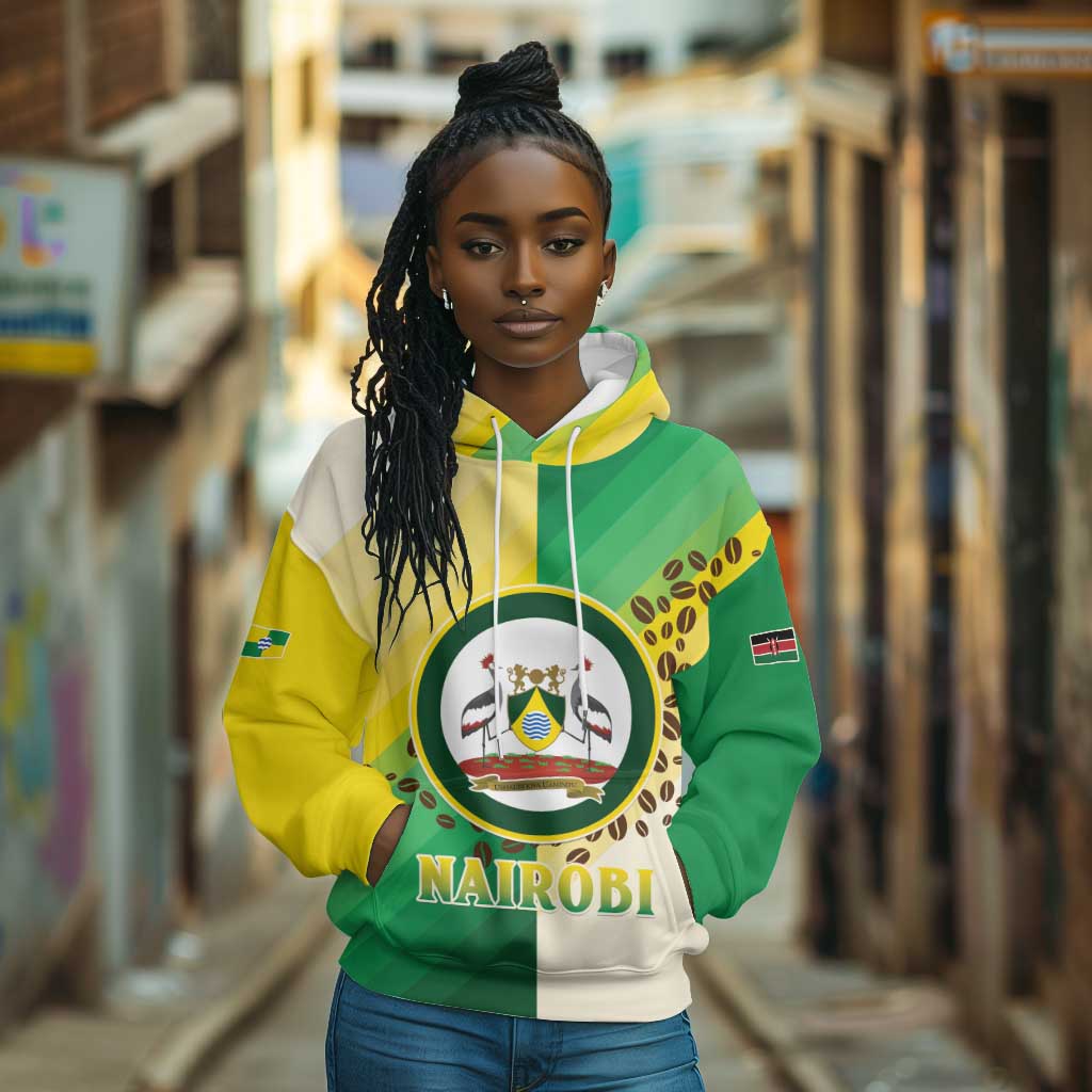 Personalised Nairobi Kenya Hoodie Coat Of Arms With Coffee