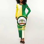 Personalised Nairobi Kenya Long Sleeve Bodycon Dress Coat Of Arms With Coffee LT15