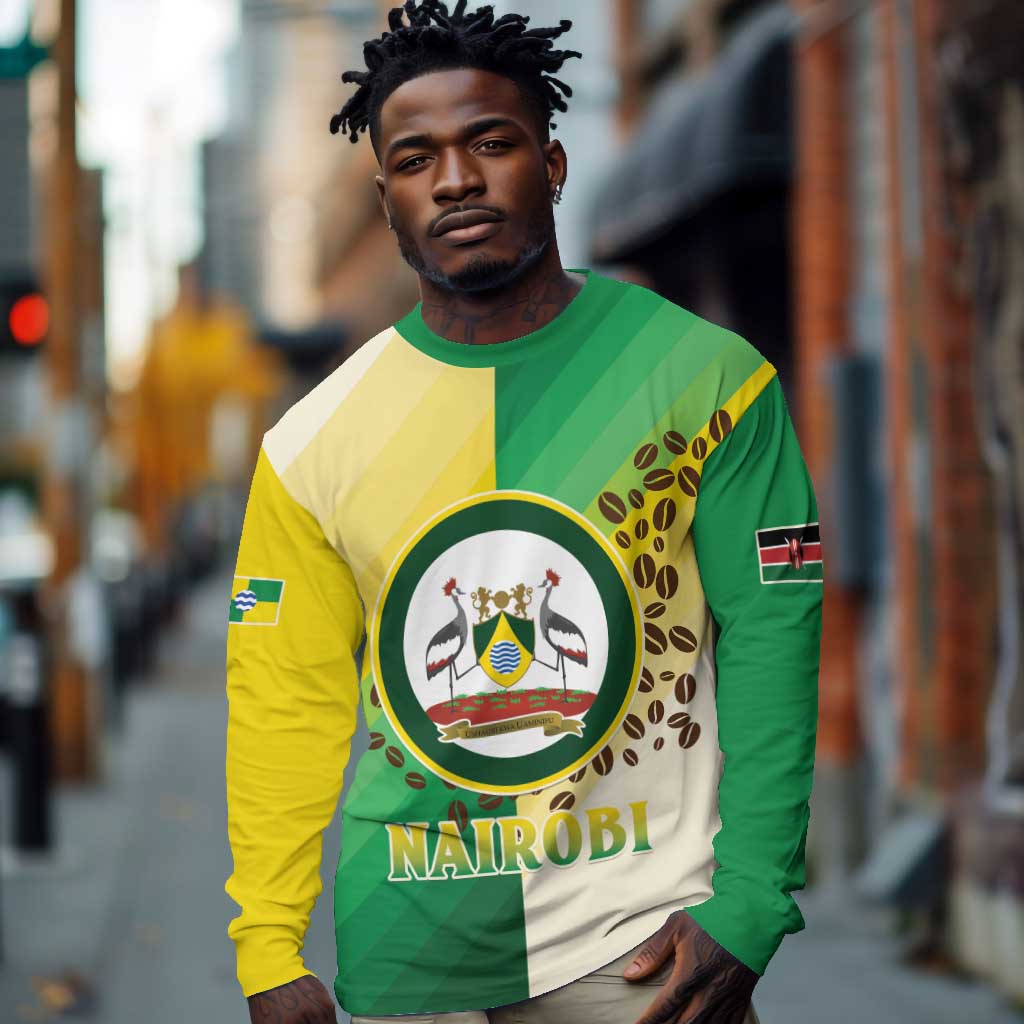 Personalised Nairobi Kenya Long Sleeve Shirt Coat Of Arms With Coffee