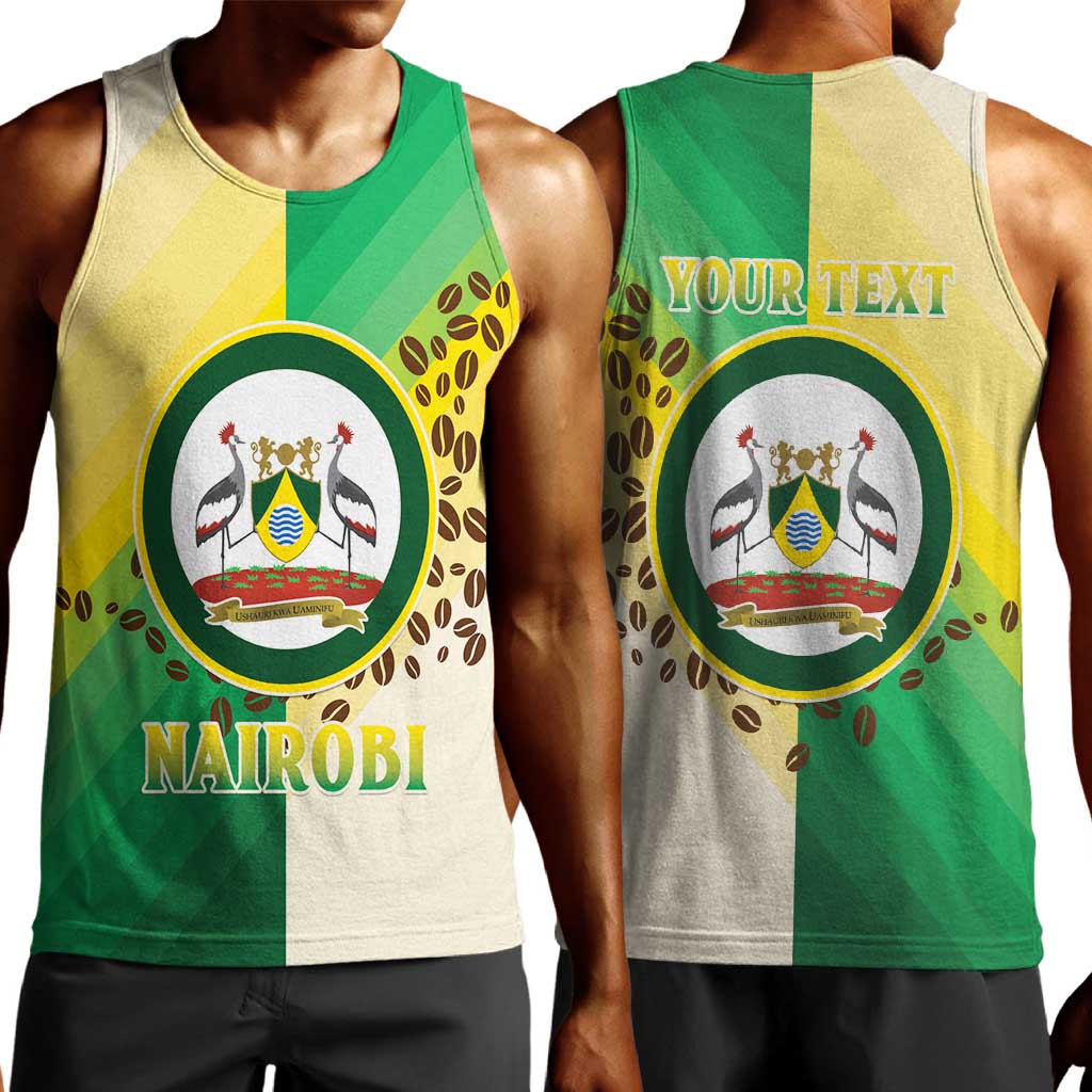 Personalised Nairobi Kenya Men Tank Top Coat Of Arms With Coffee