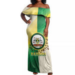Personalised Nairobi Kenya Off Shoulder Maxi Dress Coat Of Arms With Coffee