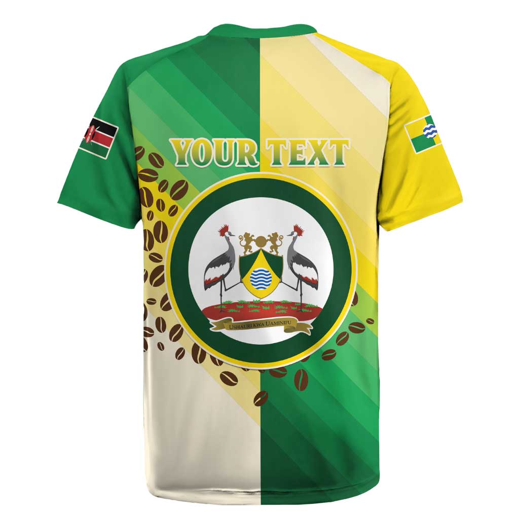 Personalised Nairobi Kenya Rugby Jersey Coat Of Arms With Coffee