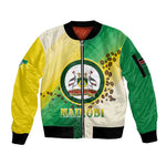 Personalised Nairobi Kenya Sleeve Zip Bomber Jacket Coat Of Arms With Coffee