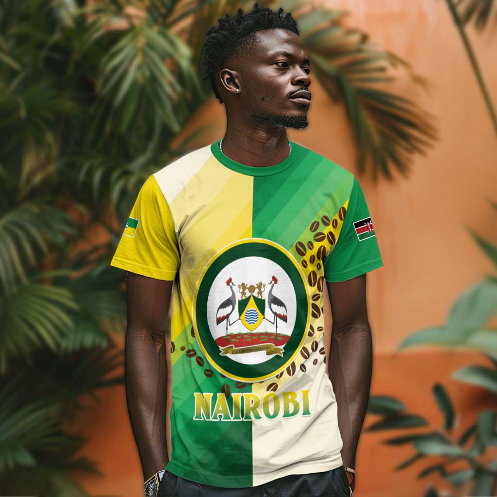 Personalised Nairobi Kenya T shirt Coat Of Arms With Coffee